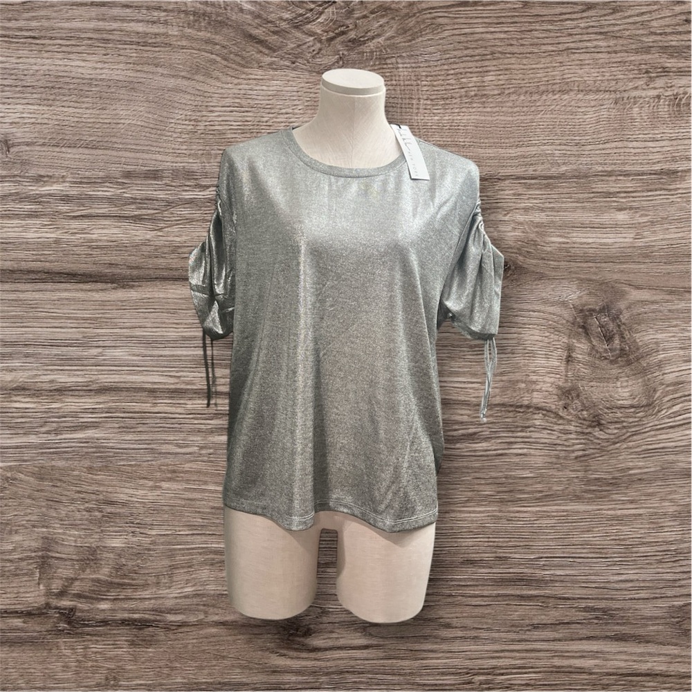 Nicole Miller Silver Short Sleeve Top